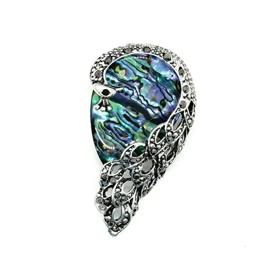 Brosa paun cu scoica abalone - 60mm