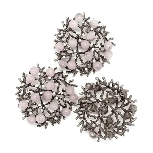 Brosa rotunda cuart roz - 60mm