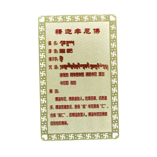 Card Feng Shui din metal - Buddha Medicine, model 1