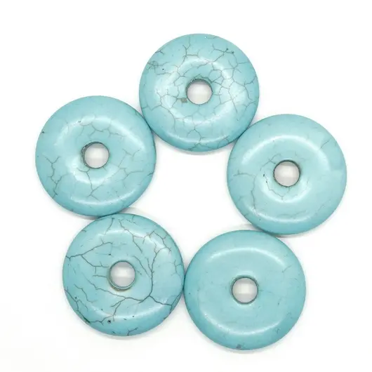 Pandantiv piatra pi donut turcoaz 43mm