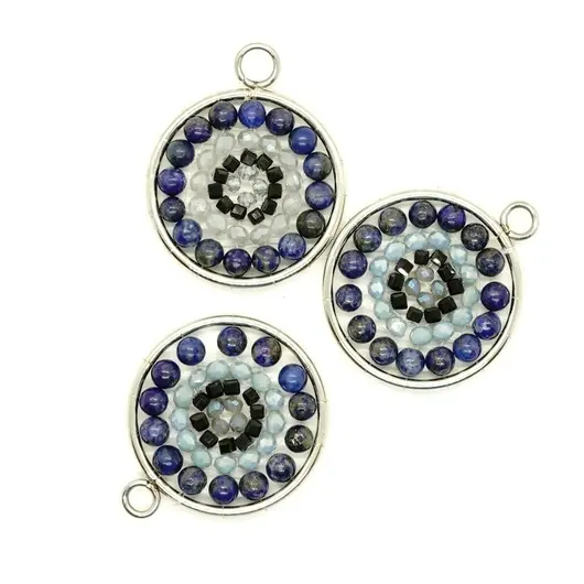 Pandantiv rotund handmade din Lapis lazuli - 30mm