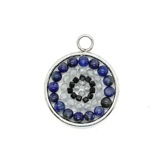 Pandantiv rotund handmade din Lapis lazuli - 30mm