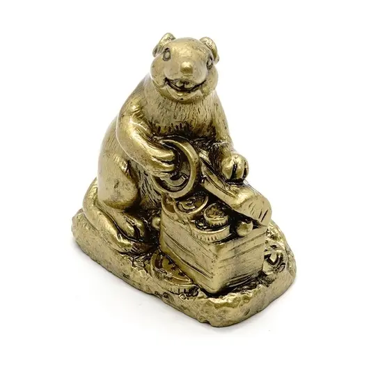 Statueta Feng Shui Sobolan cu cufarul bogatiei si broasca - 6cm