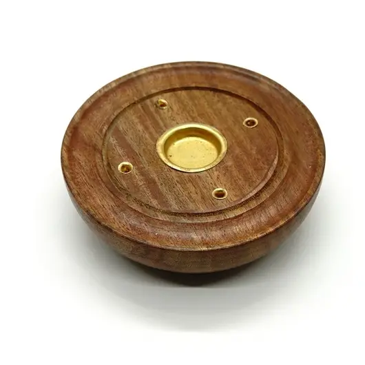 Suport lemn ardere betisoare si conuri parfumate, rotund - 7,5cm