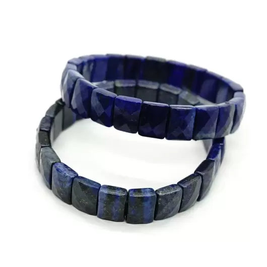 Bratara lata lapis lazuli pe elastic, dreptunghiuri