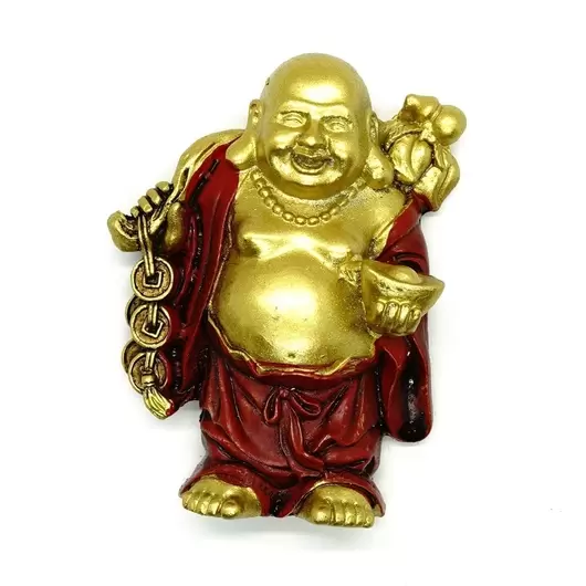 Magnet din rasina Buddha cu Wu Lou si pepita 7cm