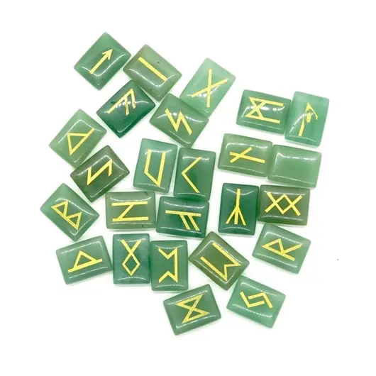 Set 25 rune gravate din aventurin - dreptunghi