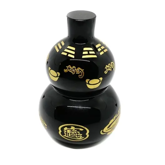 Statueta Feng Shui Wu Lou din obsidian cu simboluri, mare - 12cm