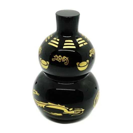 Statueta Feng Shui Wu Lou din obsidian cu simboluri, mare - 12cm