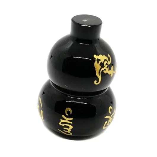 Statueta Feng Shui Wu Lou din obsidian cu simboluri, mic - 7,6cm