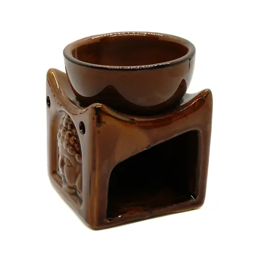 Vas aromaterapie din ceramica, Buddha maro 8,2cm