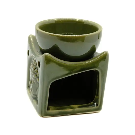 Vas aromaterapie din ceramica, Buddha verde 8,2cm