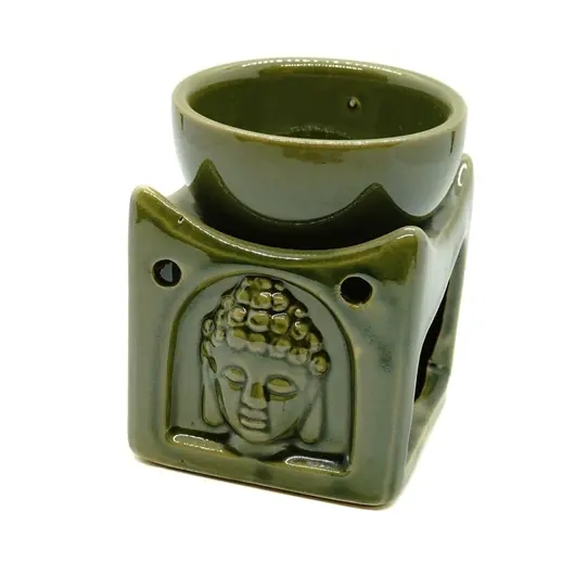 Vas aromaterapie din ceramica, Buddha verde 8,2cm