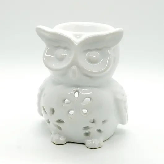 Vas aromaterapie din ceramica, Bufnita alba 10cm