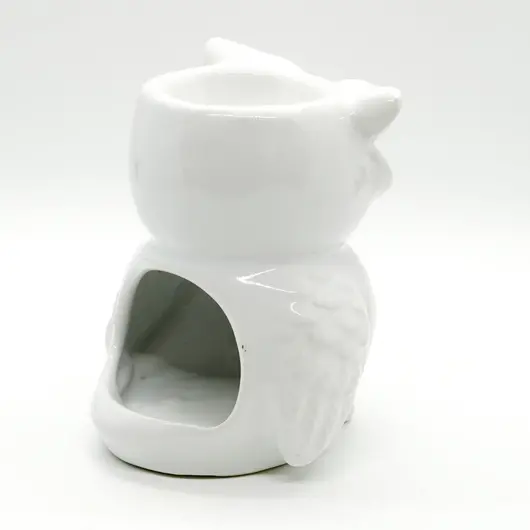 Vas aromaterapie din ceramica, Bufnita alba 10cm