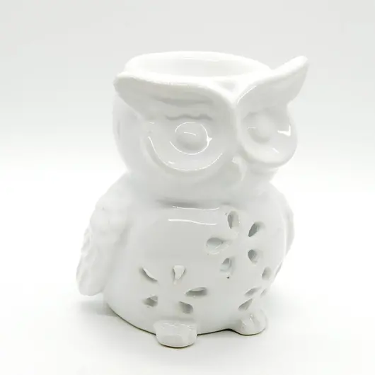 Vas aromaterapie din ceramica, Bufnita alba 10cm