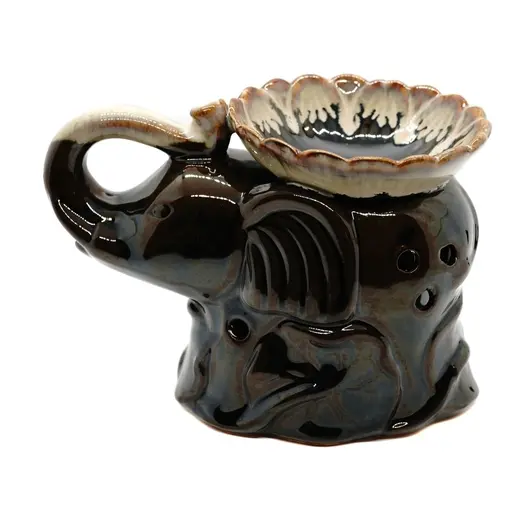 Vas aromaterapie din ceramica, elefant cu trompa ridicata, model 3