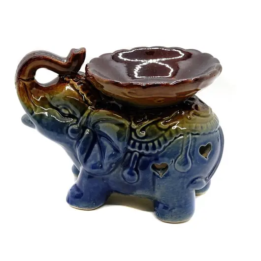 Vas aromaterapie din ceramica, elefant cu trompa ridicata, model 4