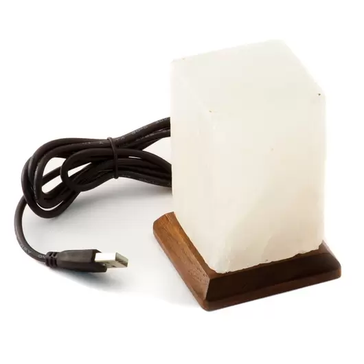 Veioza / Lampa din sare de Himalaya cu USB - Prisma 0,5 Kg