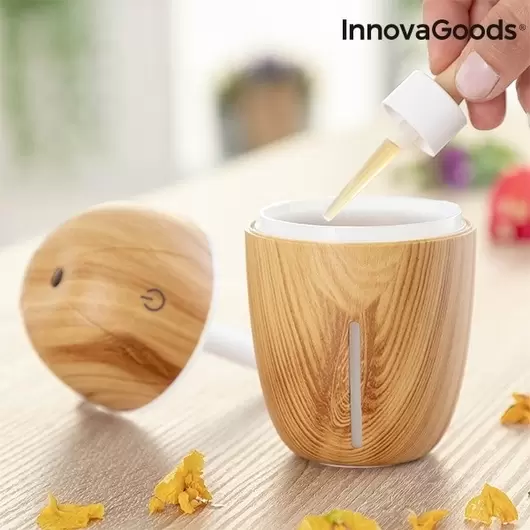 Mini difuzor ultrasonic InnovaGoods Honey Pine, 180 ml, functie de umidificator, aroma difuzor, purificator aer, USB