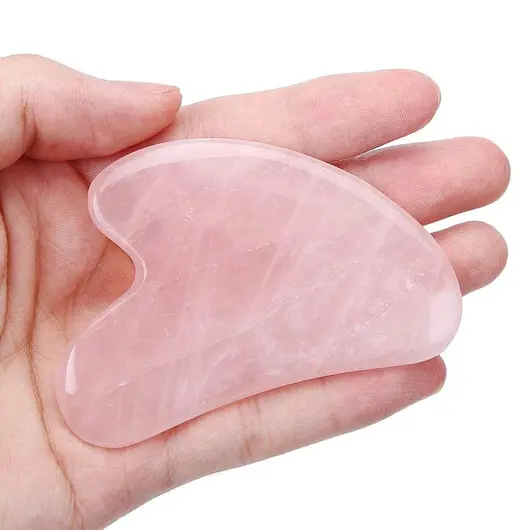 Piatra Gua Sha din Cuart roz pentru masaj - 8cm