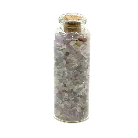 Sticla cu cristale naturale de fluorit mov, medie - 8cm