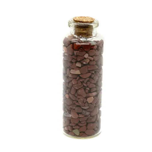 Sticla cu cristale naturale de jasp rosu, medie - 8cm