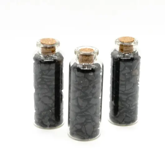 Sticla cu cristale naturale de turmalina neagra, medie - 8cm