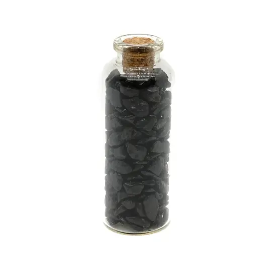 Sticla cu cristale naturale de turmalina neagra, medie - 8cm