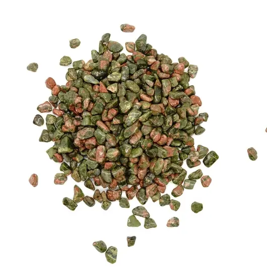 Sticla cu cristale naturale de unakit, medie - 8cm