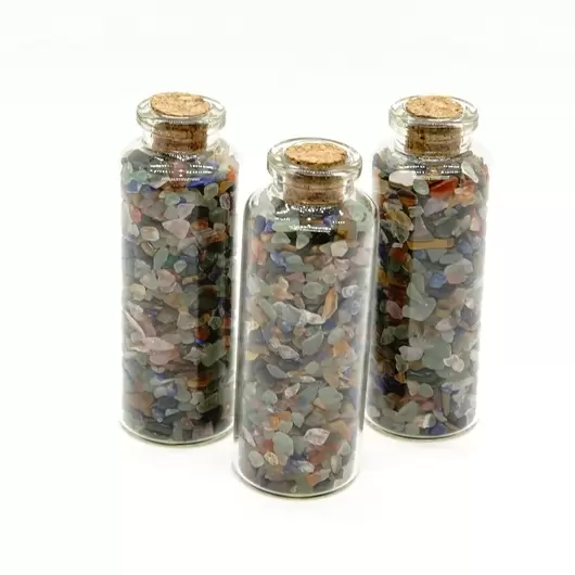 Sticla cu cristale naturale mix, medie - 8cm, model 2