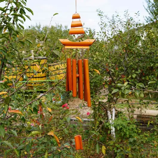 Clopotei de vant din lemn cu 8 tuburi - 65cm, model 9