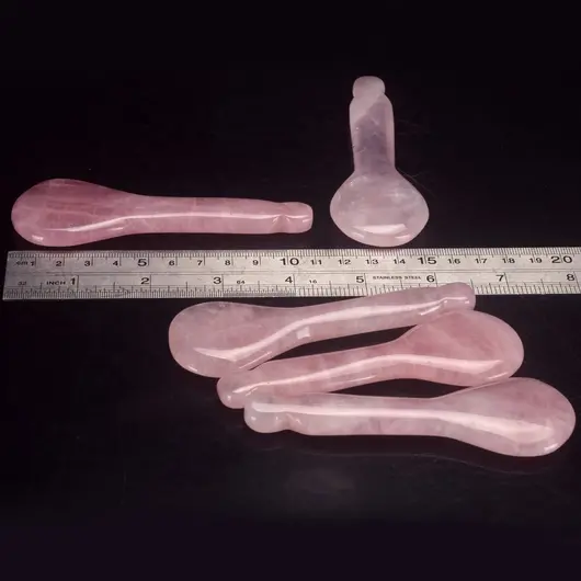 Piatra Gua Sha din Cuart roz pentru masaj - 10,5cm, model 7