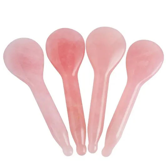Piatra Gua Sha din Cuart roz pentru masaj - 10,5cm, model 7