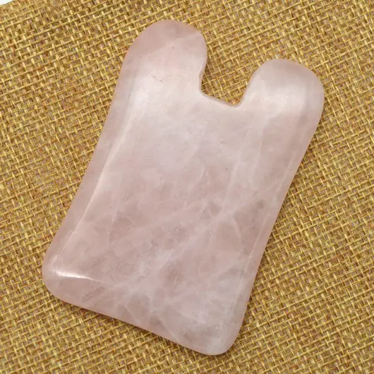 Piatra Gua Sha din Cuart roz pentru masaj - 7,8cm, model 3