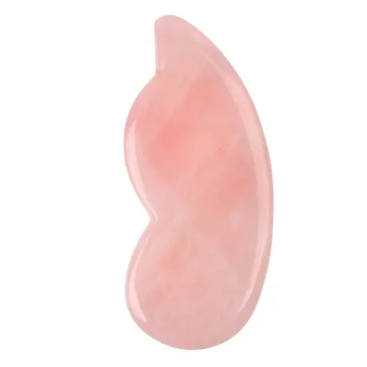 Piatra Gua Sha din Cuart roz pentru masaj - 8,6cm, model 8