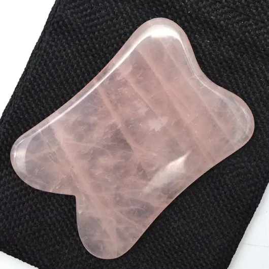 Piatra Gua Sha din Cuart roz pentru masaj - 8cm, model 2