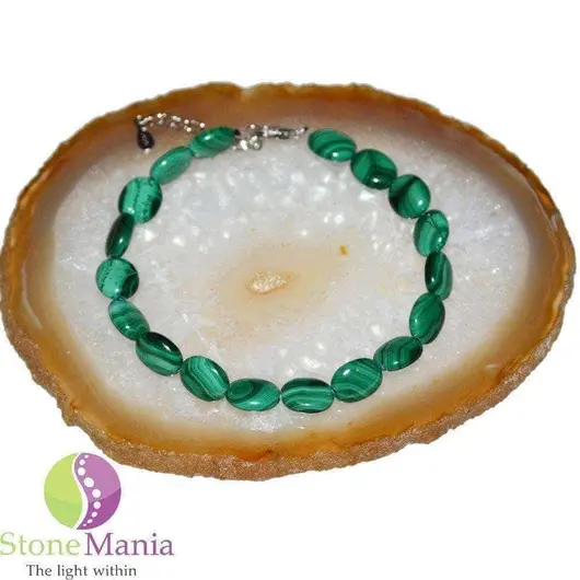 Bratara malachit oval 6-8mm si argint 925