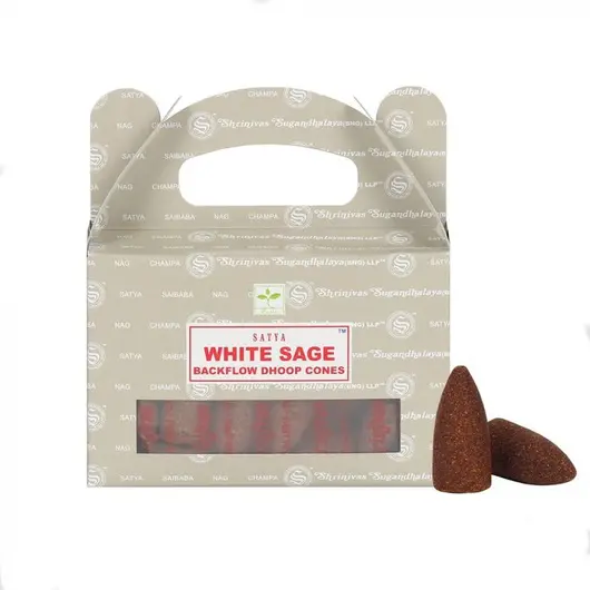 Conuri parfumate backflow Satya - White Sage, 24 buc