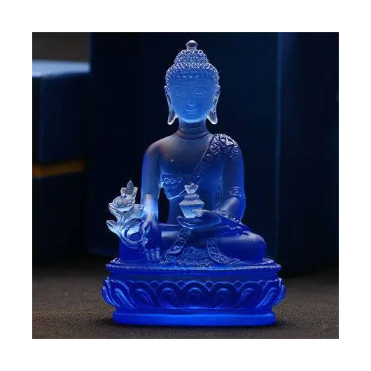 Statueta Feng Shui Buddha Medicine albastru, Liu Li, imagine 2