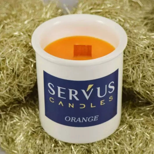 Lumanare Parfumata in pahar Orange cu fitil din lemn, Servus, imagine 3