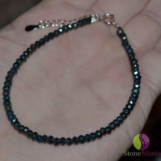 Bratara spinel negru discuri 3mm si argint 925