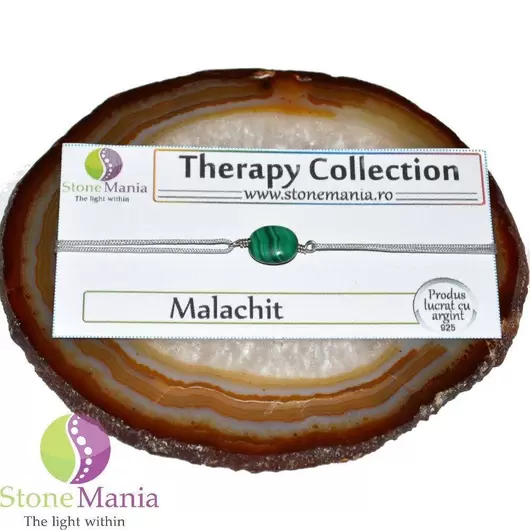 Bratara Therapy malachit oval 10mm si argint 925