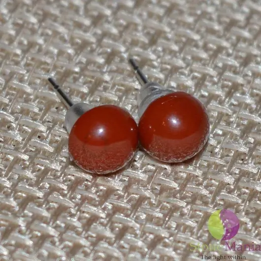 Cercei cu surub jasp rosu 5mm