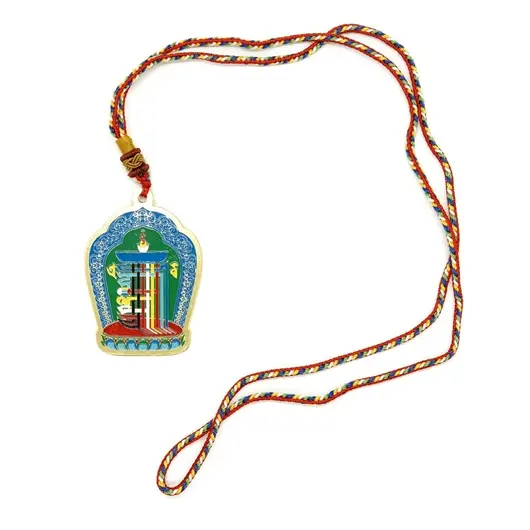 Pandantiv amuleta Feng Shui Kalachakra Stupa pentru contracararea accidentelor + snur, imagine 3
