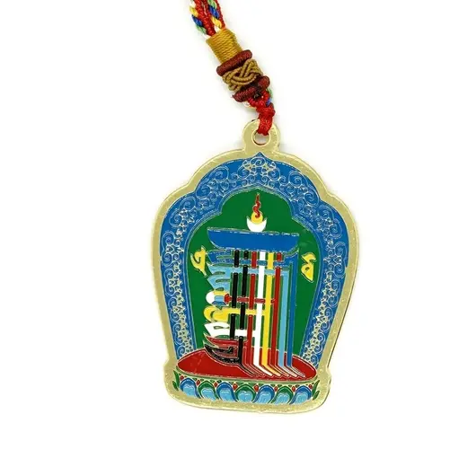 Pandantiv amuleta Feng Shui Kalachakra Stupa pentru contracararea accidentelor + snur