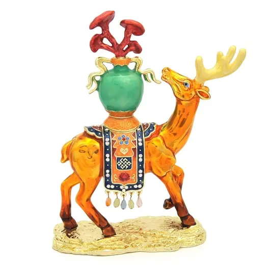 Statueta Feng Shui Cerb cu vaza longevitatii Linzhi, 2021, imagine 2
