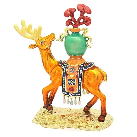 Statueta Feng Shui Cerb cu vaza longevitatii Linzhi, 2021