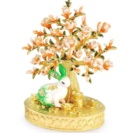 Statueta Feng Shui Copac cu flori de piersic si Iepure, 2021