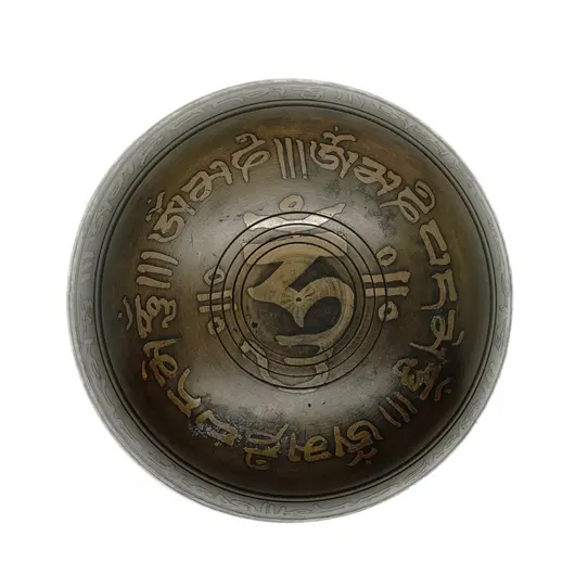 Bol tibetan cantator Nepal cu perna colorata - Silaba Aum (OM), 11cm, Dimensiune: 11cm, imagine 4